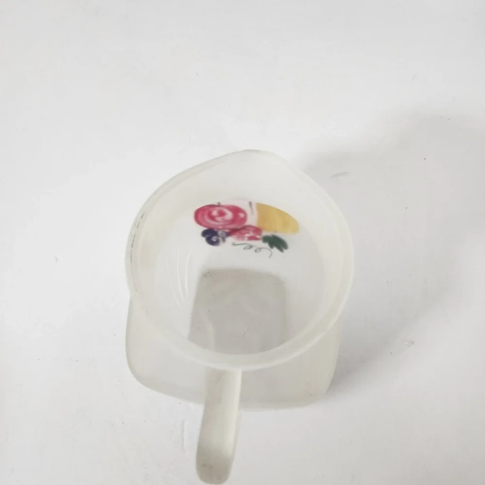 Vintage Frosted Glass Fruit Motif Creamer Pitcher Country Kitchen Decor